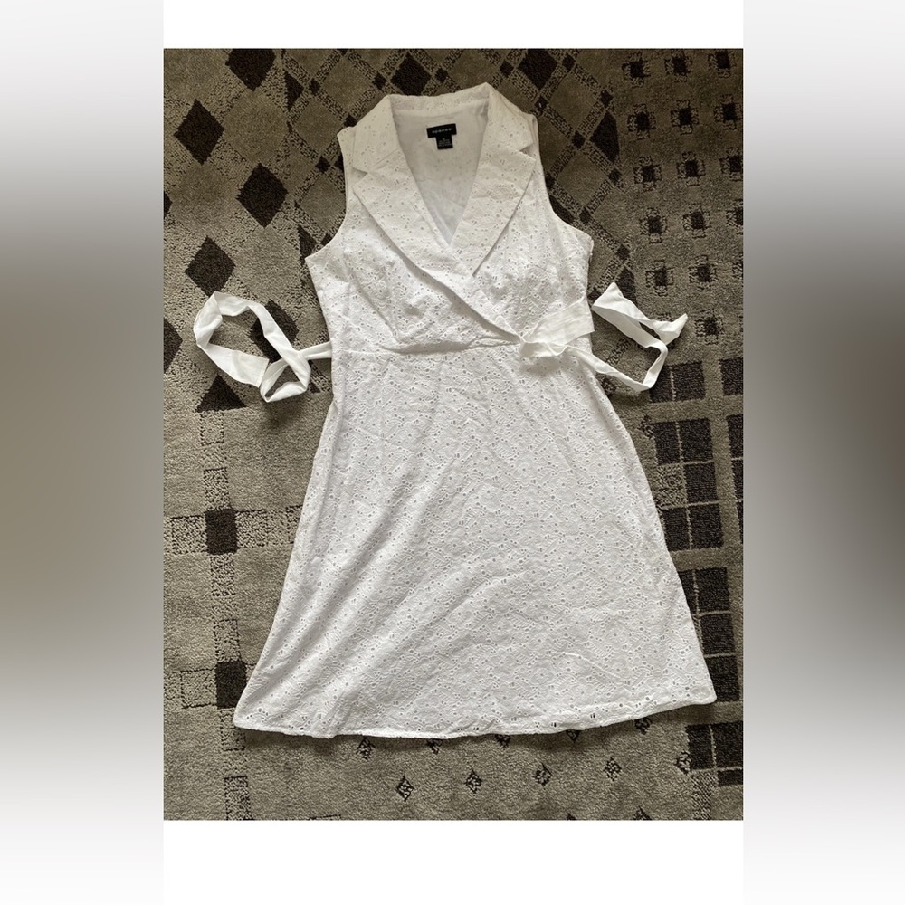 spense white eyelet waist trim with sweetheart neck line dress , size 12